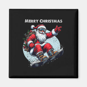 Santa Claus Snowboarding Merry Christmas Winter Ho Magnet
