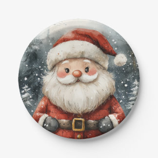Santa Claus Snowfall Paper Plates
