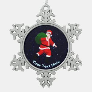 Santa Claus Snowflake Pewter Christmas Ornament