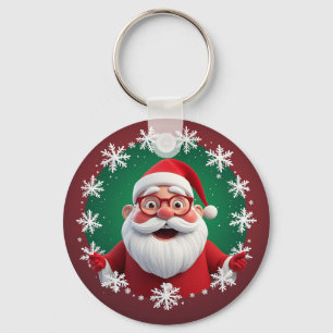 Santa Claus Snowflakes Christmas Holiday Gift Key Ring
