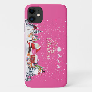 Santa Claus, Snowman Merry Christmas Holiday Case-Mate iPhone Case