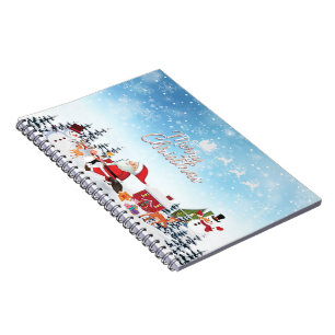 Santa Claus, Snowman Merry Christmas Holiday Notebook
