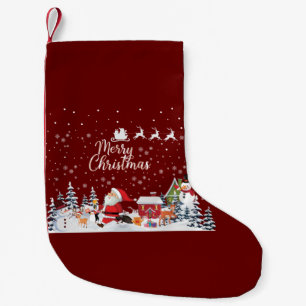 Santa Claus, Snowman Merry Christmas Holiday Small Christmas Stocking