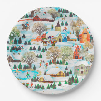 Santa Claus Snowman Penguin Band Christmas Party Paper Plate