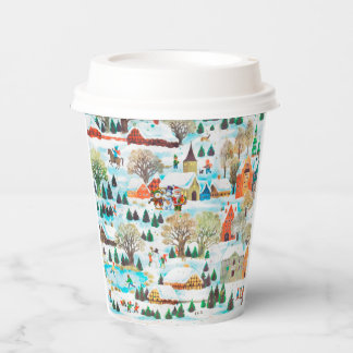 Santa Claus Snowman Penguin Band Christmas Village Paper Cups
