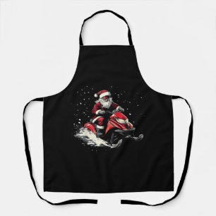 Santa Claus Snowmobile Motor Sled Funny Christmas Apron