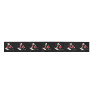 Santa Claus Snowmobile Motor Sled Funny Christmas Grosgrain Ribbon