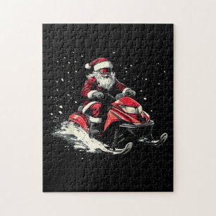 Santa Claus Snowmobile Motor Sled Funny Christmas Jigsaw Puzzle