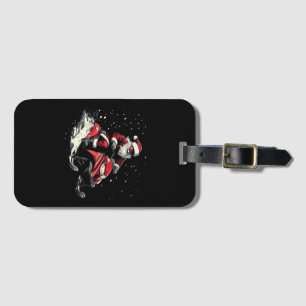 Santa Claus Snowmobile Motor Sled Funny Christmas Luggage Tag