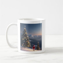 Santa Claus Snowy Mountain Mug | Christmas Tree