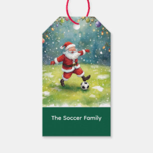 Santa Claus Soccer Christmas Party Gift Tags