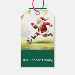Santa Claus Soccer Christmas Party Gift Tags