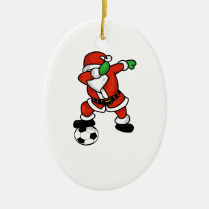 Santa Claus soccer dab dance ugly christmas T-shir Ceramic Tree Decoration