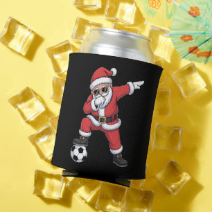 Santa Claus Soccer Dabbing Santa Gift Christmas Can Cooler