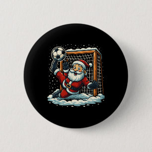 Santa Claus Soccer Goalie Sports Playing Christmas 6 Cm Round Badge