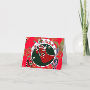 Santa Claus Sock Red Folded Thank You Card