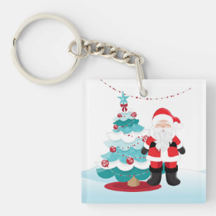 Santa Claus Square Key Ring
