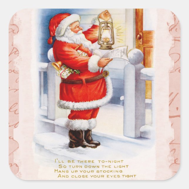Santa Claus Square Sticker (Front)