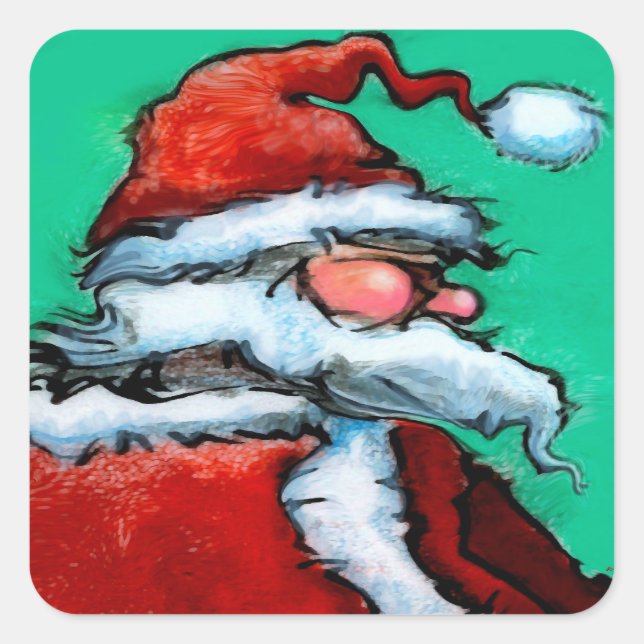Santa Claus Square Sticker (Front)