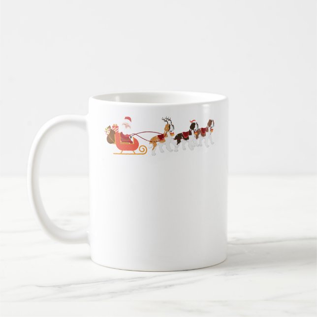 Santa Claus St Bernard Dog Reindeer Christmas Coffee Mug (Left)