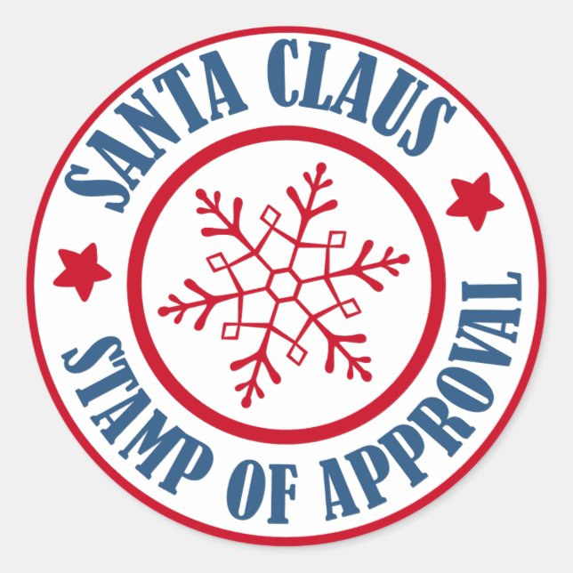 Santa Claus Stamp of Approval Classic Round Sticker (Front)