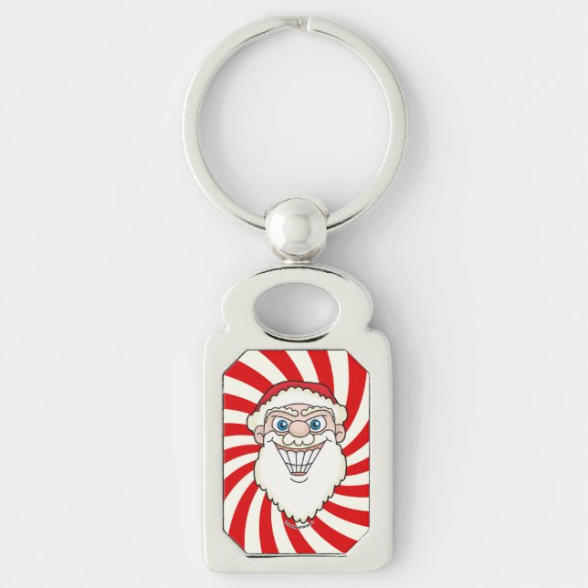 Santa Claus Starburst Screwball Graphics Key Ring (Front)