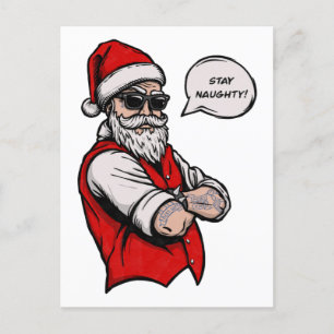Santa Claus Stay Naughty Funny Christmas  Holiday Postcard