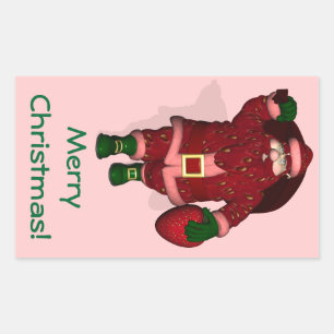 Santa Claus Strawberry Farmer Rectangular Sticker