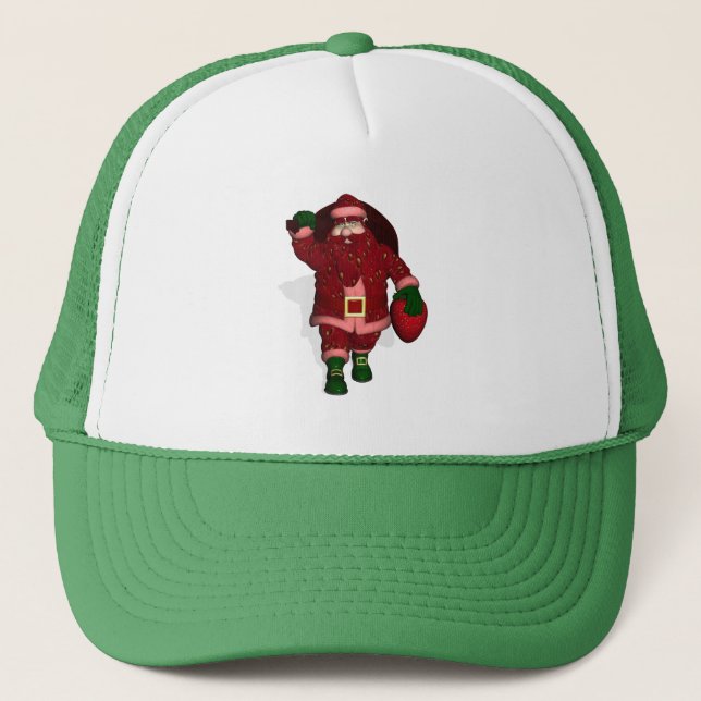 Santa Claus Strawberry Farmer Trucker Hat (Front)