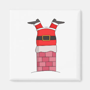 Santa Claus stuffed in the chimney Magnet