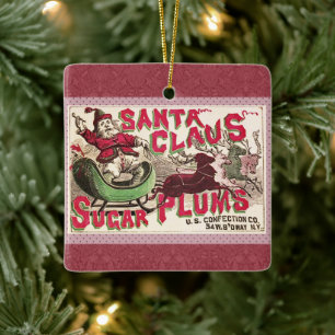 Santa Claus Sugar Plum Christmas Ceramic Tree Decoration