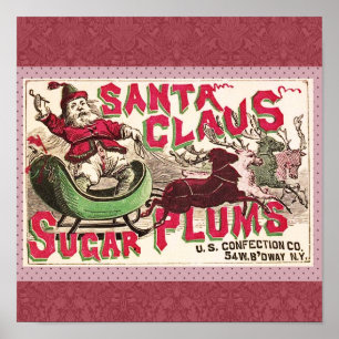 Santa Claus Sugar Plum Christmas Poster
