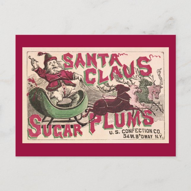 Santa Claus Sugar Plums - Vintage Christmas Holiday Postcard (Front)