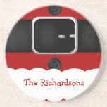 Santa Claus Suit Christmas Drink Coasters<br><div class="desc">These fun and festive sandstone drink coasters make a fantastic addition to your homes Christmas decor. Fun yet functional! Design features a close up of a red Santa Claus suit. Across the upper portion of the Santa Claus suit is his black belt with a silver belt buckle. There are two...</div>