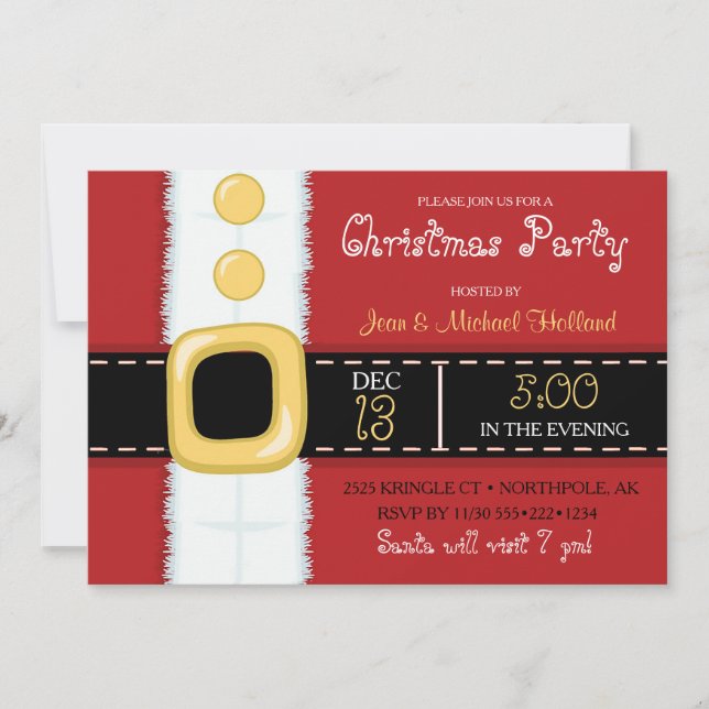 Santa Claus Suit Christmas Holiday Party Invitation (Front)