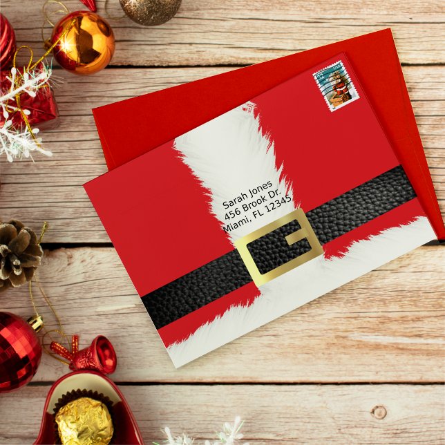 Santa Claus Suit Red & White Holiday Christmas Envelope (Santa Claus Suit Red & White Holiday Christmas Envelope
)
