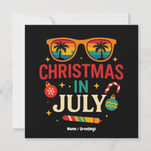Santa Claus Sunglasses Beach Christmas in July Invitation