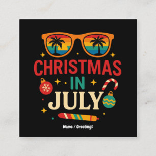 Santa Claus Sunglasses Beach Christmas in July  Square Business Card