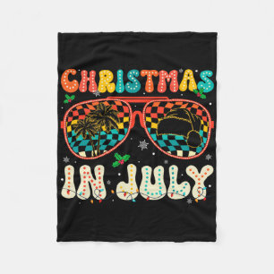 Santa Claus Sungles Beach Christmas In July Men Wo Fleece Blanket