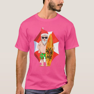 Santa Claus Surfers Surfing Summer Hawaii Christma T-Shirt
