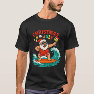 Santa Claus Surfing Beach Christmas In July Men Wo T-Shirt