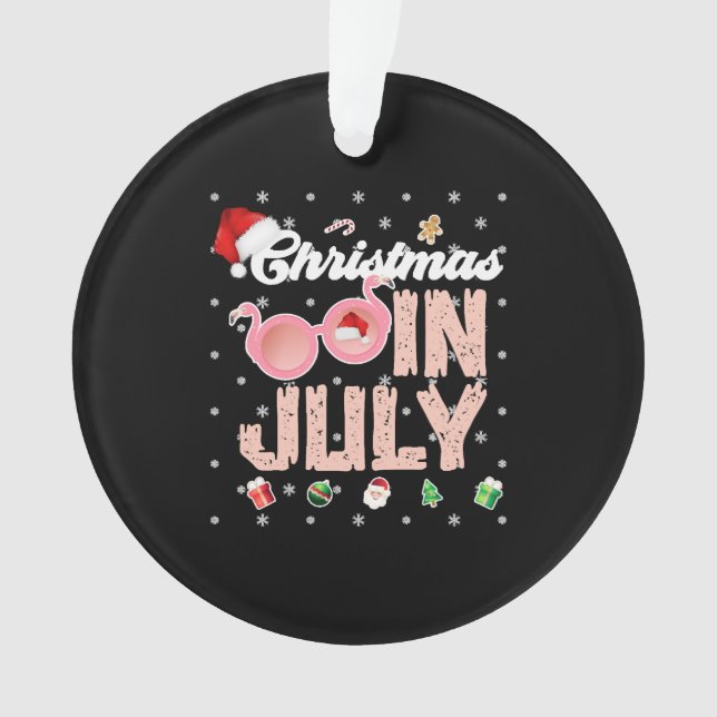 Santa Claus Surfing Hawaiian Christmas In July Ornament (Front)