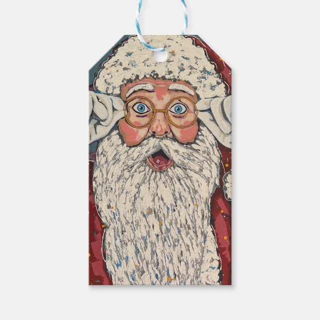 Santa Claus Surprised Gift Tags (Front)