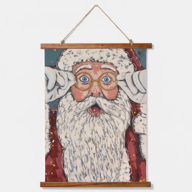 Santa Claus Surprised Hanging Tapestry (Front)