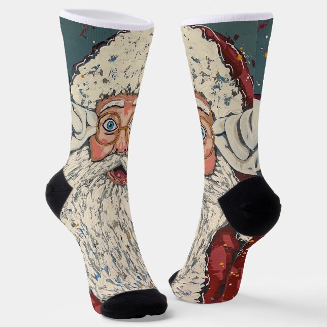 Santa Claus Surprised Socks (Angled)