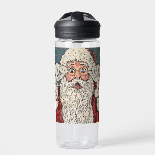 Santa Claus Surprised Water Bottle (Front)