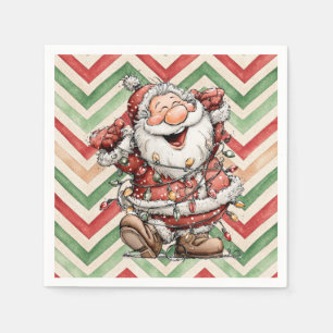 Santa Claus Tangled In Christmas Lights Napkin