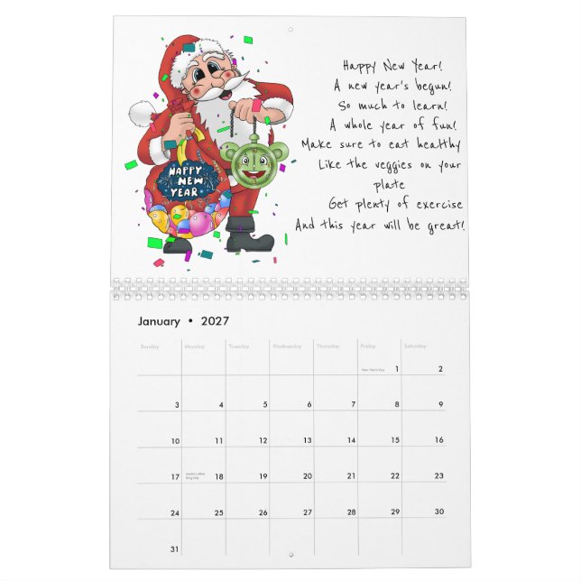 Santa Claus Themed Calendar (Jan 2027)