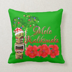 Santa Claus Tiki Mele Kalikimaka Cushion