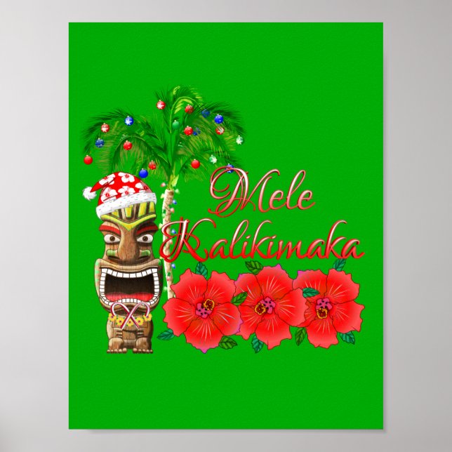 Santa Claus Tiki Mele Kalikimaka Poster (Front)